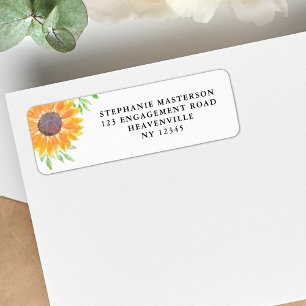 Country Sunflower Foliage Wedding Return Address Label