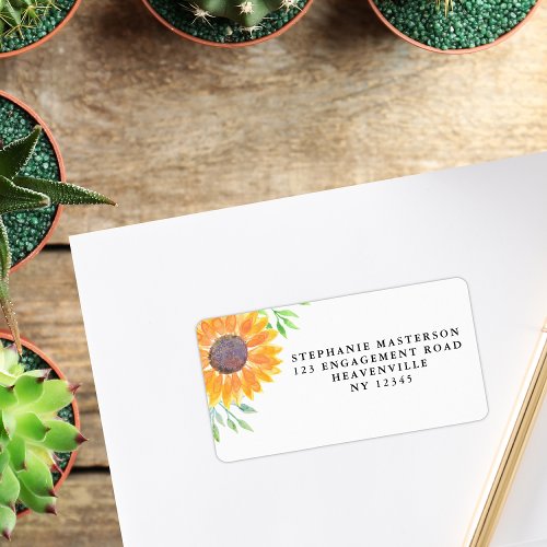 Country Sunflower Foliage Wedding Return Address  Label