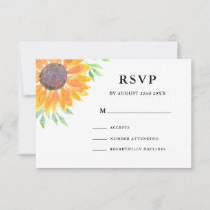 Country Sunflower Foliage Wedding RSVP Card