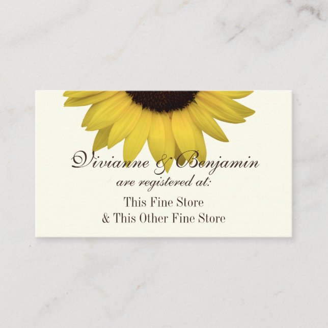 Country Sunflower Gift Registry Info Enclosure (Front)