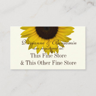 Country Sunflower Gift Registry Info Enclosure Card