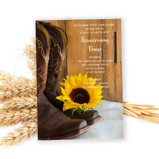 Country Sunflower Homecoming Dance Invitation