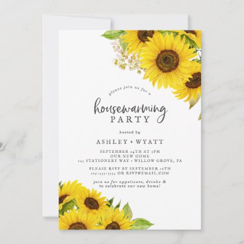 Country Sunflower Housewarming Party Invitation