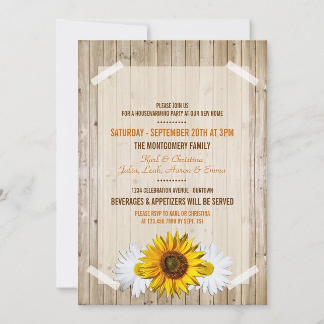 Country Sunflower Housewarming Party Invitation (Front)