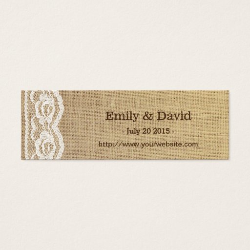 Customizable Country Sunflower Lace &amp; Burlap Wedding Website Business Cards