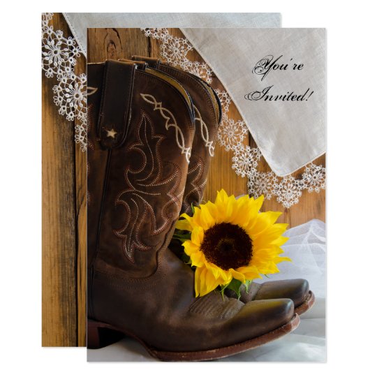 Country Sunflower Lace Western Quinceanera Party Invitation