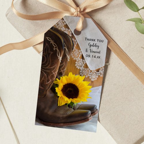 Country Sunflower Lace Western Wedding Favor Tags