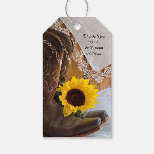 Country Sunflower Lace Western Wedding Favor Tags Zazzle Com
