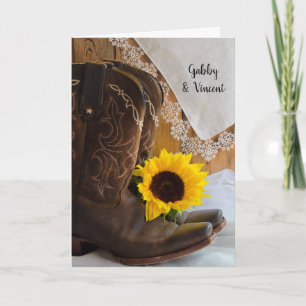 Country Sunflower Lace Western Wedding Invitation