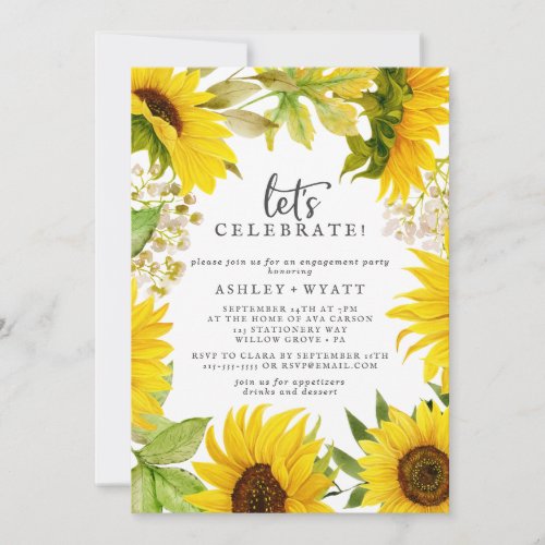 Country Sunflower Lets Celebrate Invitation