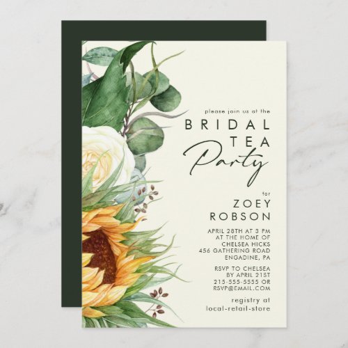 Country Sunflower  Light Yellow Bridal Tea Party Invitation