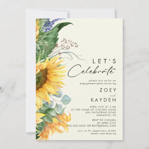 Country Sunflower Light Yellow Lets Celebrate Invitation