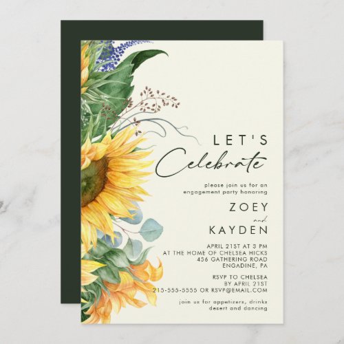 Country Sunflower Light Yellow Lets Celebrate Invitation