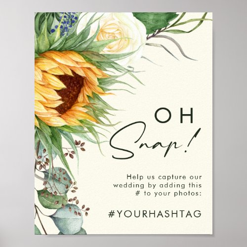 Country Sunflower Light Yellow Oh Snap Hashtag Poster