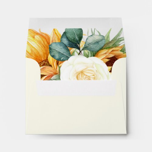 Country Sunflower Light Yellow Self Addressed RSVP Envelope