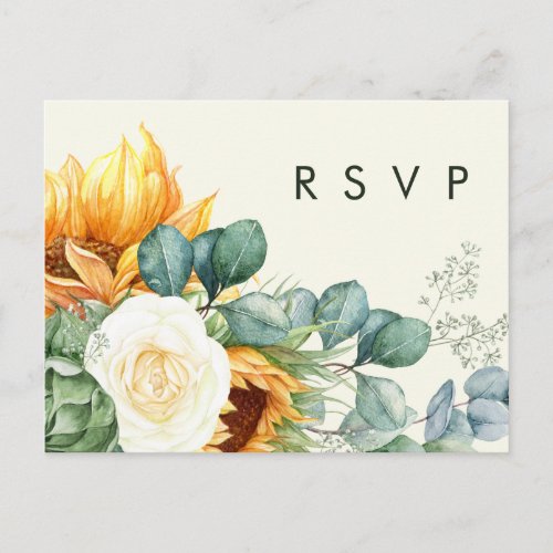 Country Sunflower Light Yellow Song Request RSVP Postcard