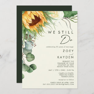 Country Sunflower Light Yellow We Still Do Renewal Invitation