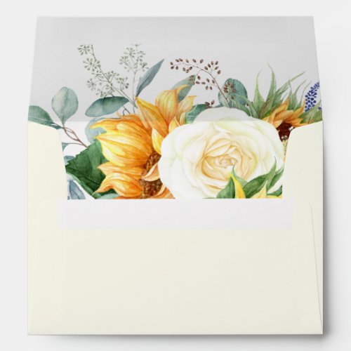 Country Sunflower Light Yellow Wedding Invitation Envelope
