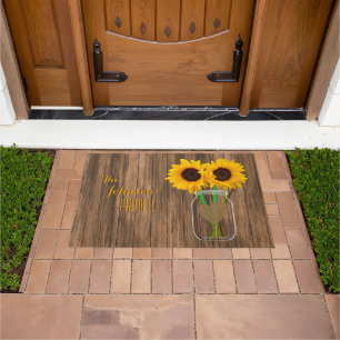 Country Sunflower Mason Jar Doormat