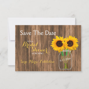 Country Sunflower Mason Jar Save the Date