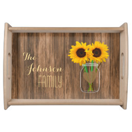Country Sunflower Mason Jar Serving Tray