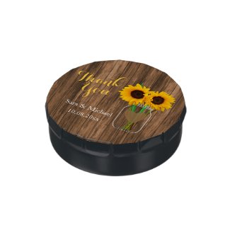 Country Sunflower Mason Jar - Thank You