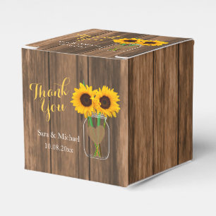 Country Sunflower Mason Jar - Thank You Favor Boxes