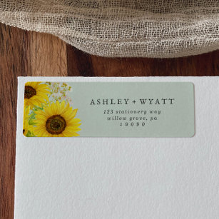 Country Sunflower   Mint Return Address Label