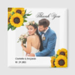 Country Sunflower Photo Wedding Favor Gift Magnet<br><div class="desc">Country Sunflower Photo Wedding Favor Gift magnet features rustic background , sunflower clip art , text & wedding couple photo template. A perfect sunflower wedding favor gift for your guests. Please click on the personalize button to customize it with your text or photo.Kindly visit my store " loveyouart" for other...</div>