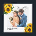 Country Sunflower Photo Wedding Favor Gift Magnet<br><div class="desc">Country Sunflower Photo Wedding Favor Gift magnet features rustic background , sunflower clip art , text & wedding couple photo template. A perfect sunflower wedding favor gift for your guests. Please click on the personalize button to customize it with your text or photo.Kindly visit my store " loveyouart" for other...</div>