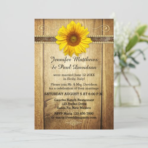 Country Sunflower Post Wedding Party Invitation