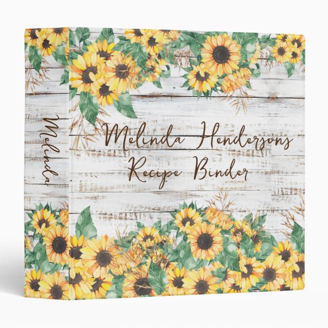 Country Sunflower Recipe Binder (Front/Spine)
