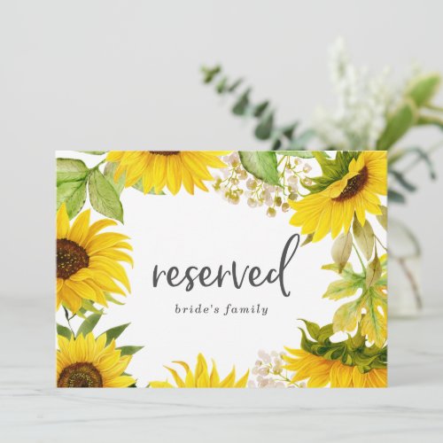 Country Sunflower Reserved Sign
