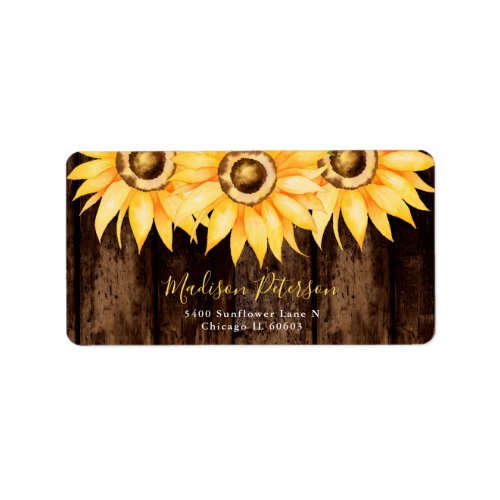 Country Sunflower Return Address Birthday Label