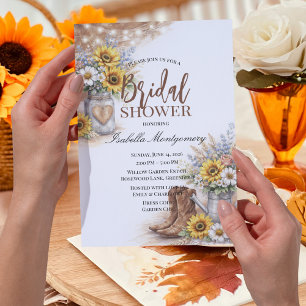 Country Sunflower Rustic Bridal Shower Theme Invitation