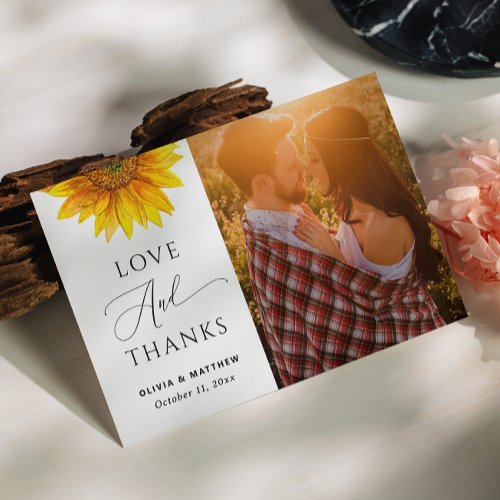 Country sunflower Rustic floral wedding thank you Postcard