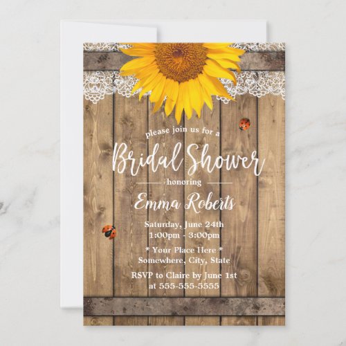 Country Sunflower Rustic Lace Barrel Bridal Shower Invitation