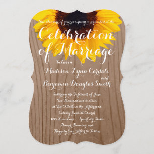 Country Sunflower Rustic Wood Wedding Invitations