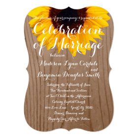 Country Sunflower Rustic Wood Wedding Invitations