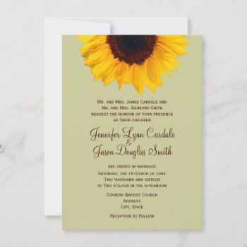 Country Sunflower Sage Rustic Wedding Invitations by CustomWeddingSets at Zazzle