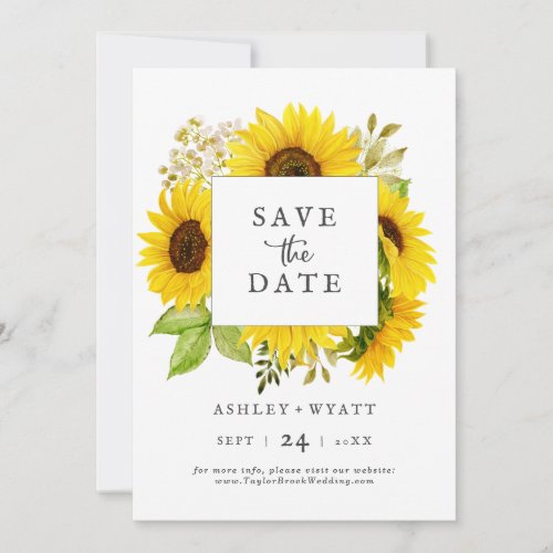 Country Sunflower Save the Date Announcement Card