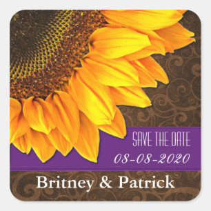 Country Sunflower Save the Date Wedding Stickers