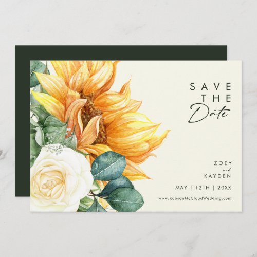 Country Sunflower Script  Light Yellow Horizontal Save The Date