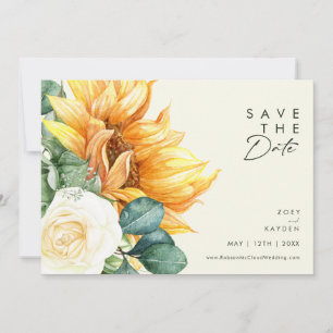 Country Sunflower Script   Light Yellow Horizontal Save The Date
