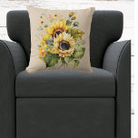 Country Sunflower Splendor  Throw Pillow at Zazzle