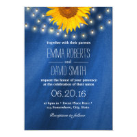Country Sunflower & String Lights Wedding Card