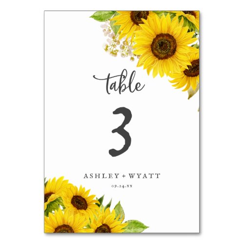 Country Sunflower Table Number