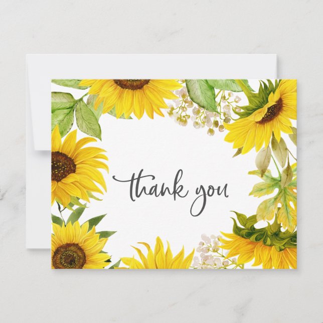 Country Sunflower Thank You Card (Front)