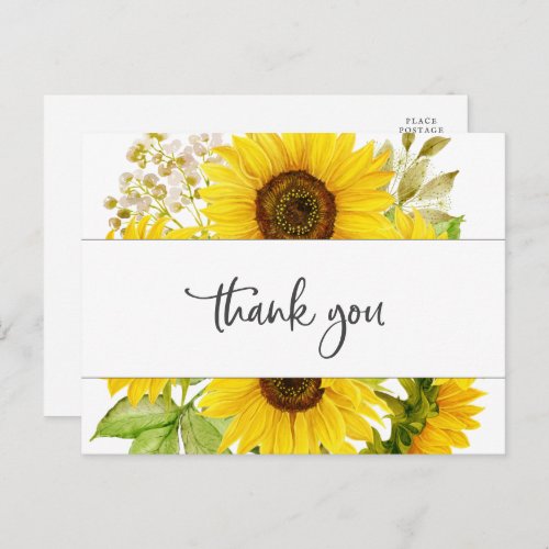 Country Sunflower Thank You Postcard