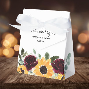 Country Sunflower Thank You Wedding Favor Boxes